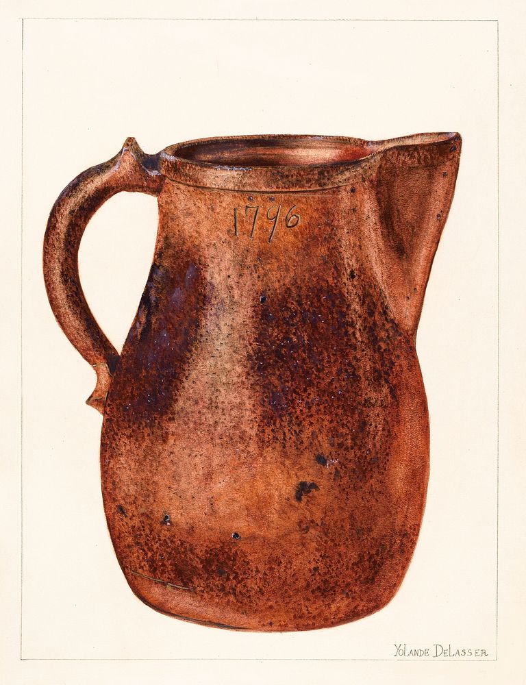 Pitcher (ca.1937) by Yolande Delasser. Original from The National Gallery of Art. Digitally enhanced by rawpixel.