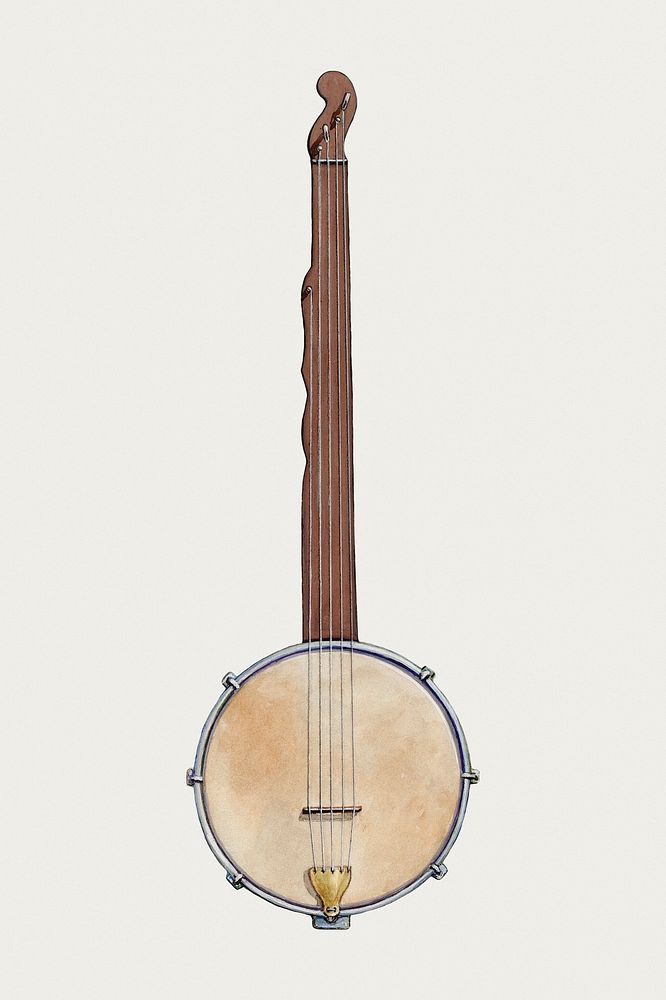 Vintage plantation banjo psd illustration, remixed from the artwork by Floyd R. Sharp