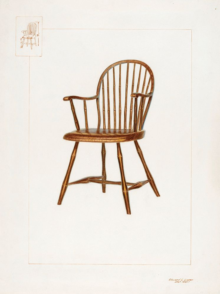Windsor Bamboo&ndash;turned Chair (c. 1937) by Edward L. Loper. Original from The National Gallery of Art. Digitally…