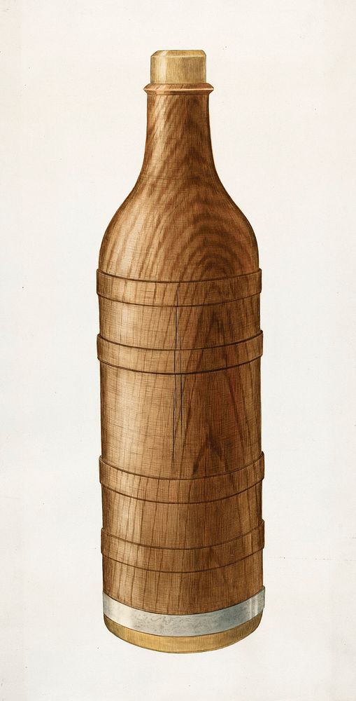 Wooden Wine Bottle (ca.1938) by Wilbur M Ric. Original from The National Gallery of Art. Digitally enhanced by rawpixel.