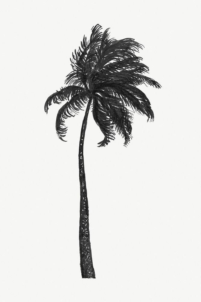 Palm tree psd vintage drawing, remixed from artworks from Leo Gestel
