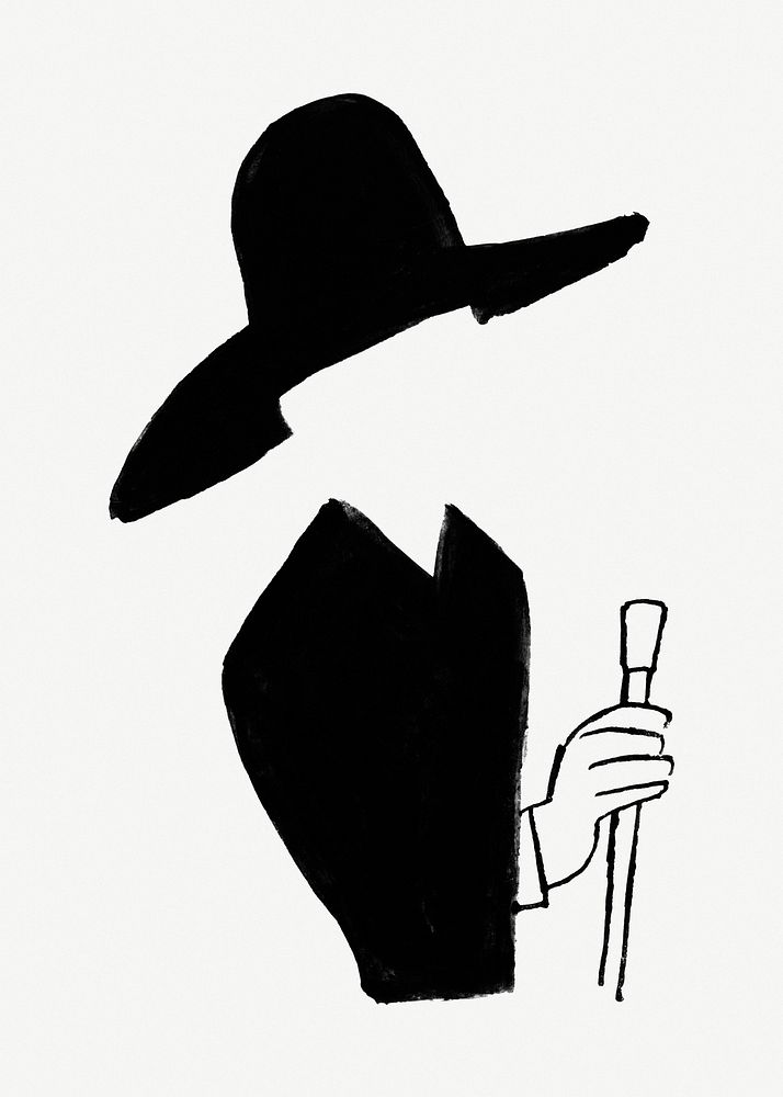 Vintage man wearing hat hand drawn illustration, remixed from artworks from Leo Gestel
