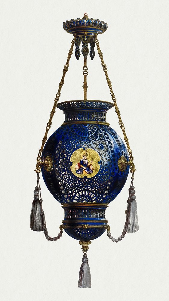 Vintage porcelain lamp illustration, remix from the artwork of Sir Matthew Digby Wyatt