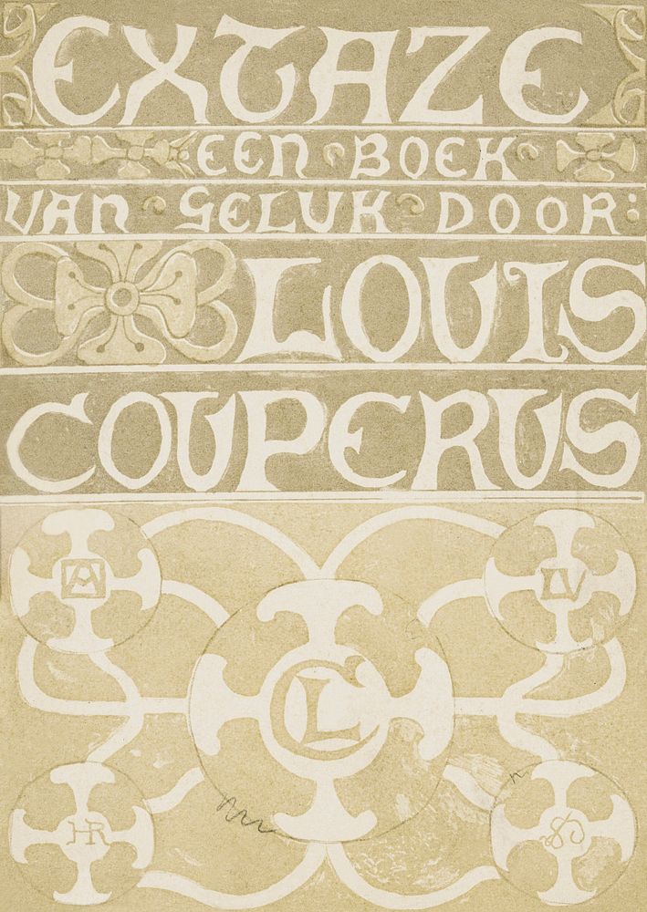 Band design for: Louis Couperus, Extaze: a book of happiness (ca.1894) print in high resolution by Richard Roland Holst.…