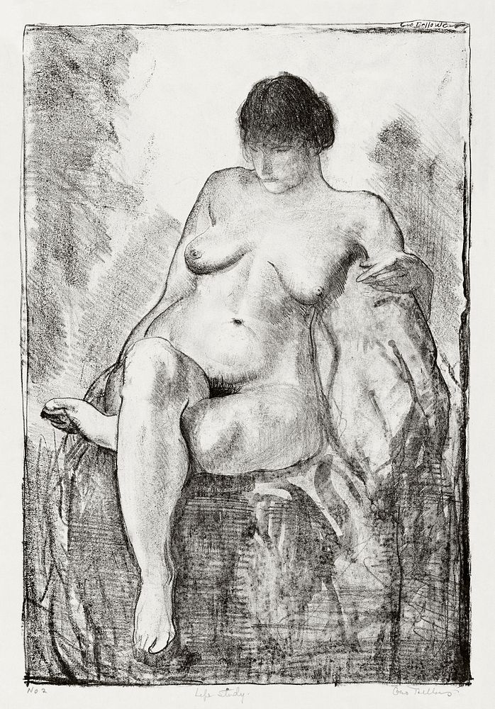 Nude woman seated (1916) print in high resolution by George Wesley Bellows. Original from the Boston Public Library.…
