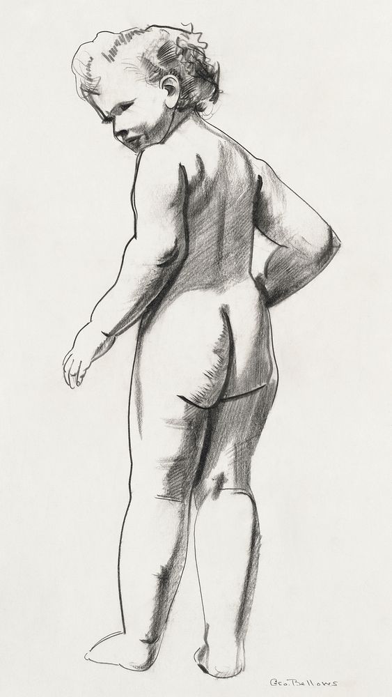Nude child (1923) drawing in high resolution by George Wesley Bellows. Original from the Boston Public Library. Digitally…