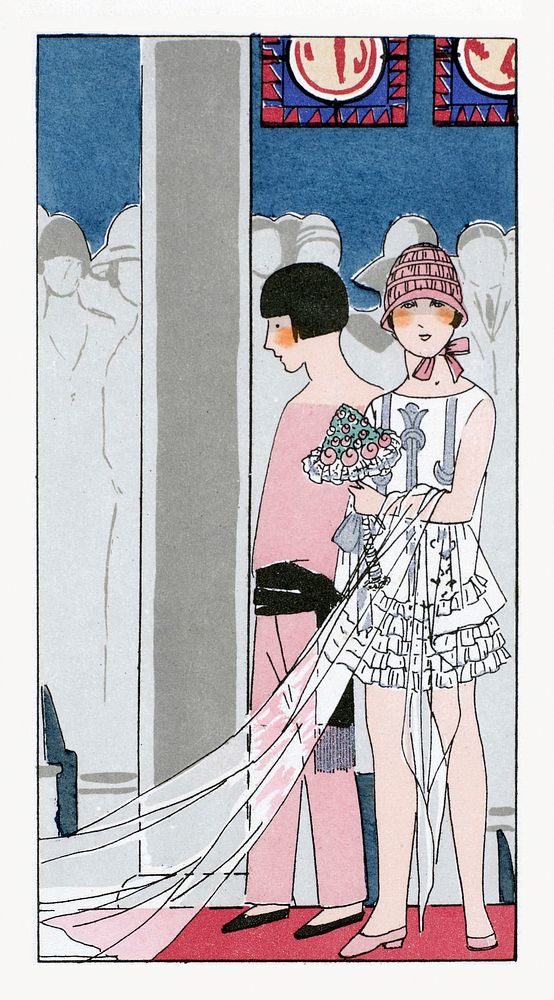 Bridesmaid (1926) fashion illustration in high resolution by Mignapouf. Original from the Rijksmuseum. Digitally enhanced by…