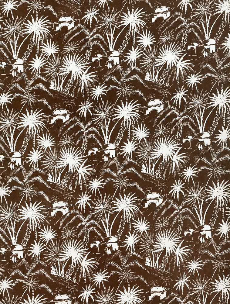 White palm tree vector pattern background, remixed from artworks collection
