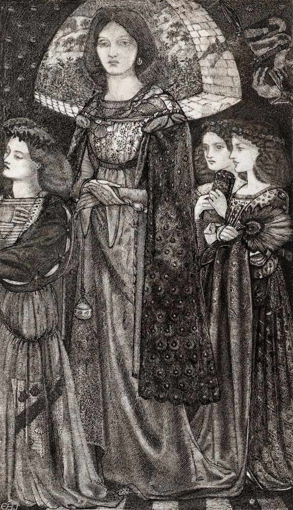 Alice, la Belle P&egrave;lerine (1858&ndash;1859) drawing in high resolution by Sir Edward Burne&ndash;Jones. Original from…
