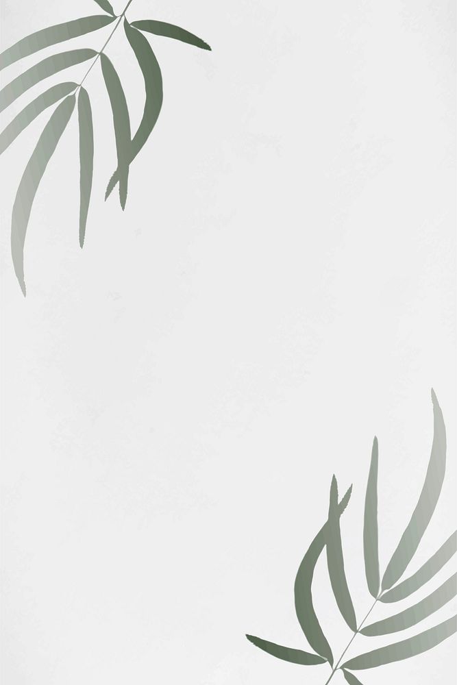 Gray leaf frame, minimal illustration vector