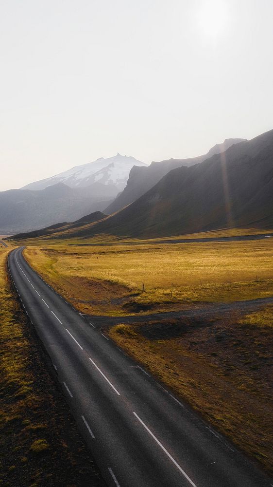 Adventure phone wallpaper background, scenic route in Iceland