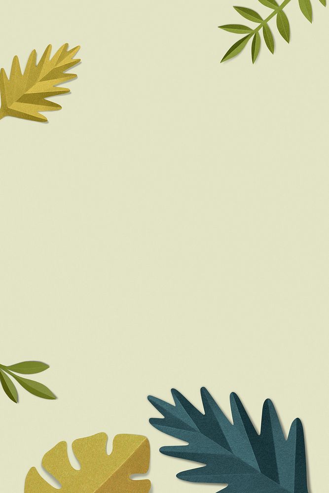 Spring leaf border psd in paper craft style
