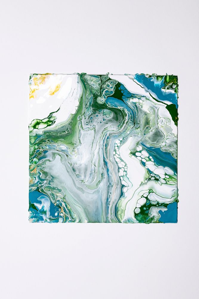 Abstract marble swirl green background DIY experimental art