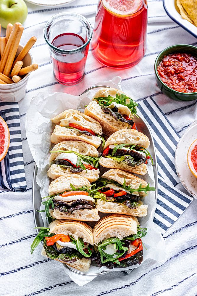 Mozzarella sliders, summer picnic sandwiches