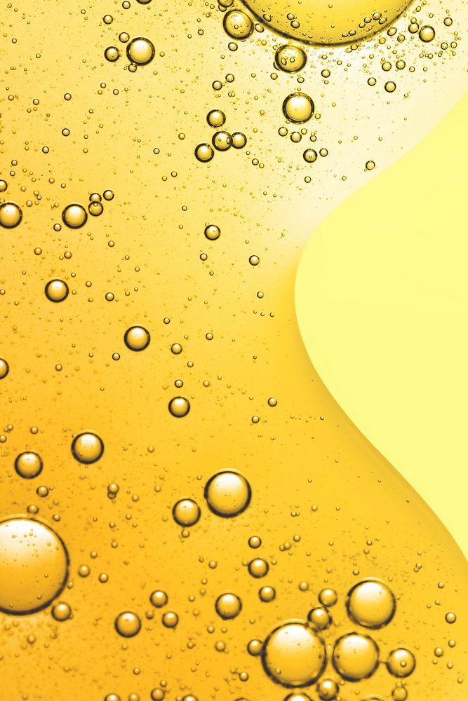 Yellow abstract background oil bubble in water wallpaper