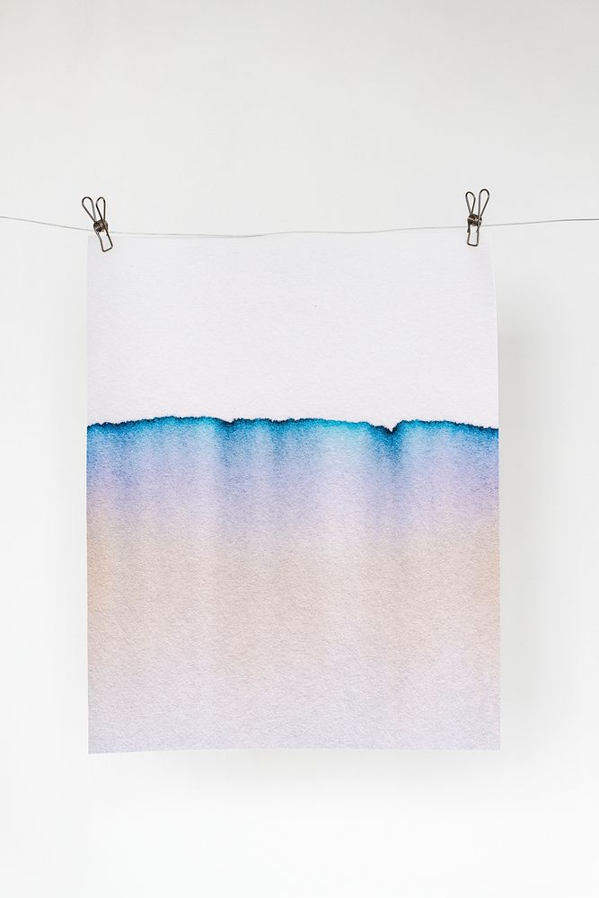 Chromatography colorful poster hanging from a rope with paper clips 