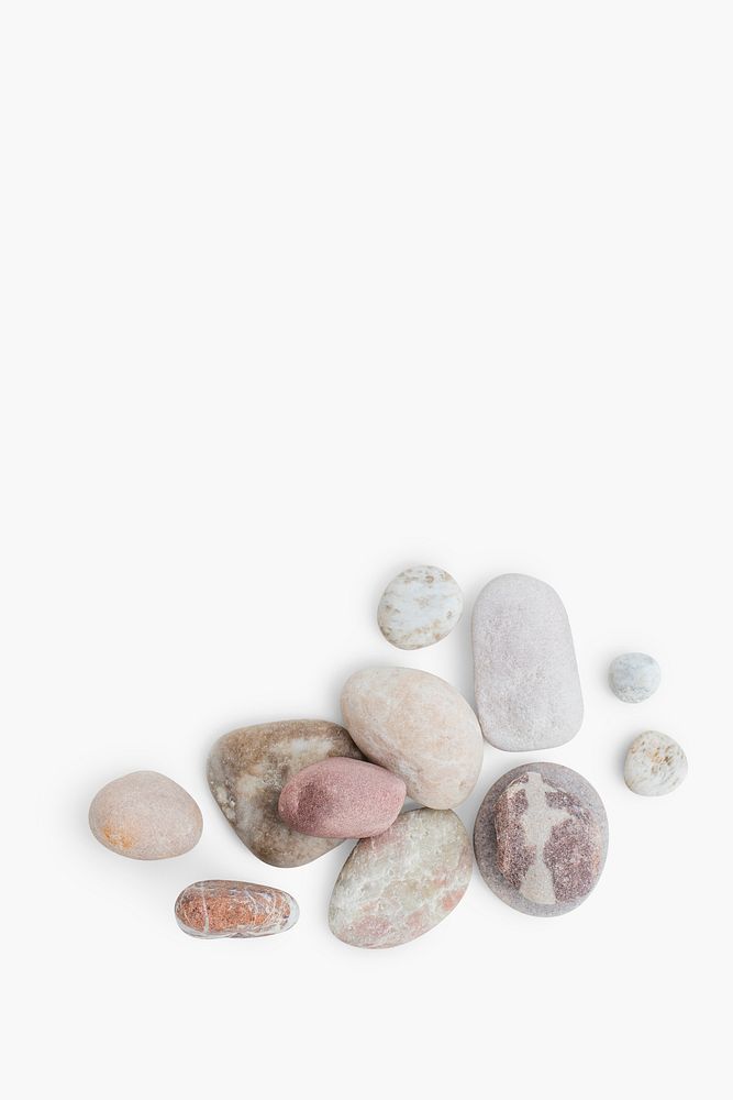 Marble zen stones psd stacked on white background in mindfulness concept