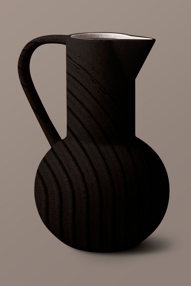 Black textured ceramic jug vase