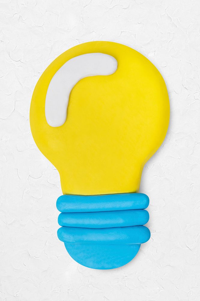 Light bulb clay icon cute handmade marketing creative craft graphic