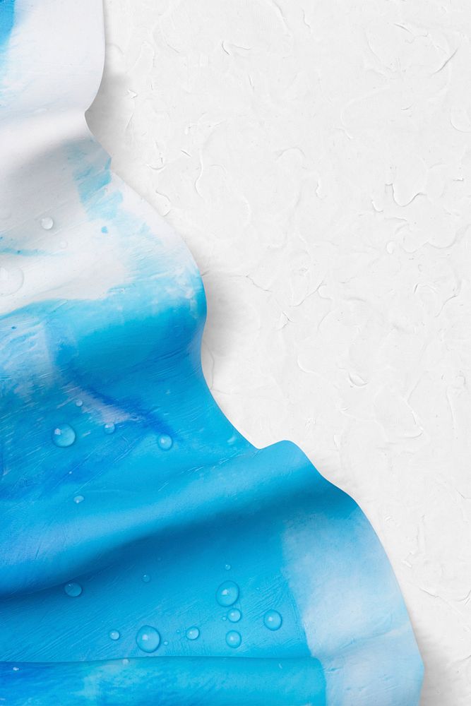 Blue tie dye border psd on plasticine clay textured aesthetic background DIY creative art