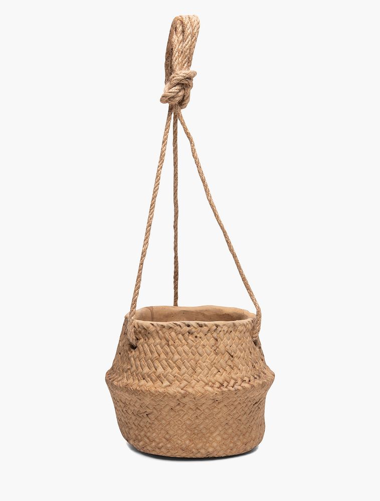 Rattan basket psd mockup hanging pot for plants