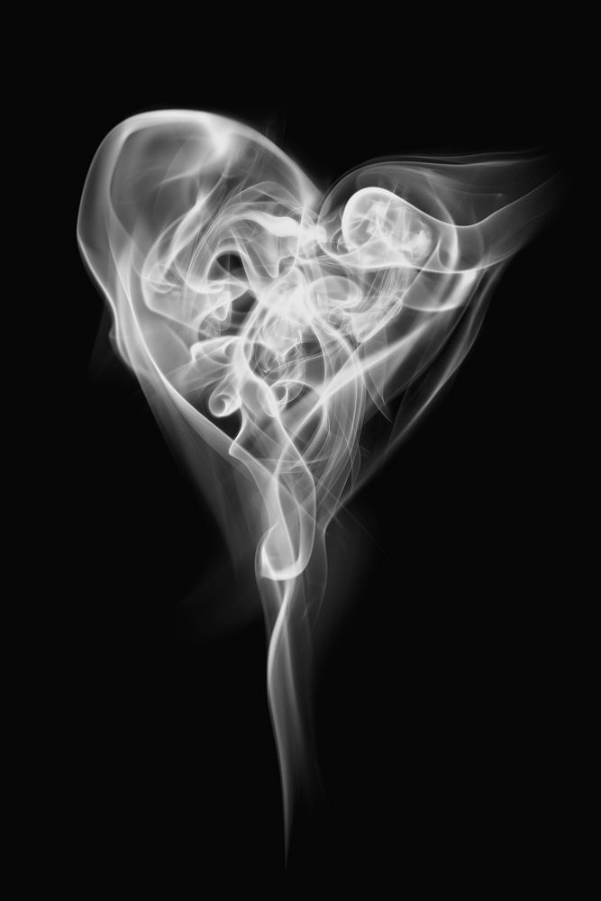 Heart smoke textured psd, in white