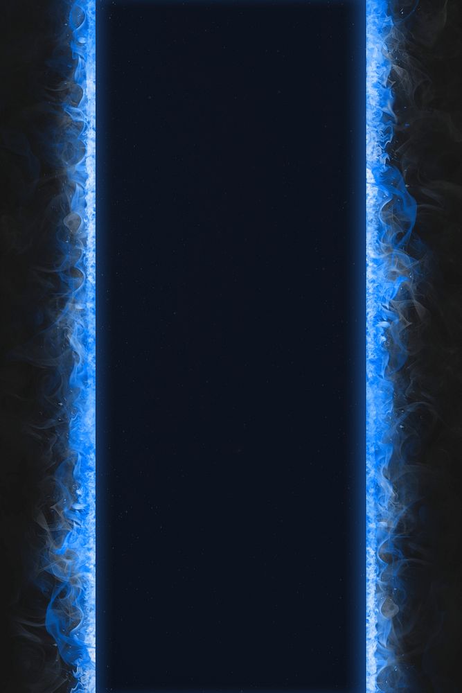 Flame frame, blue rectangle shape, realistic burning fire