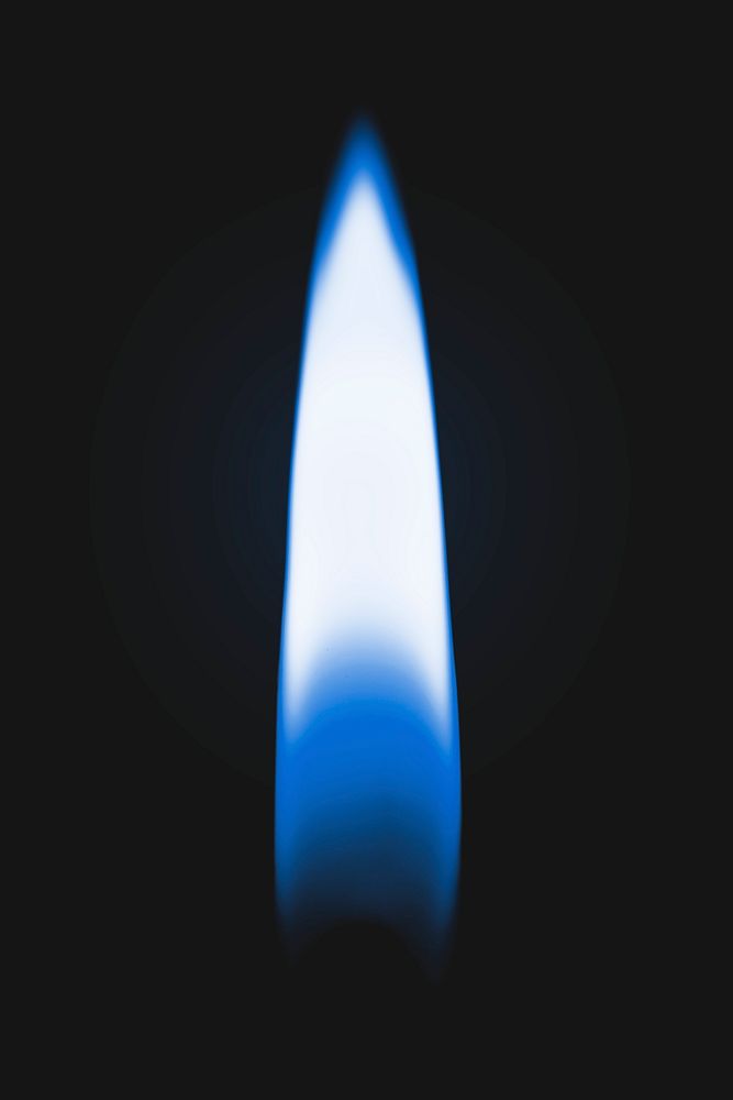 Lighter blue flame element, realistic burning fire image