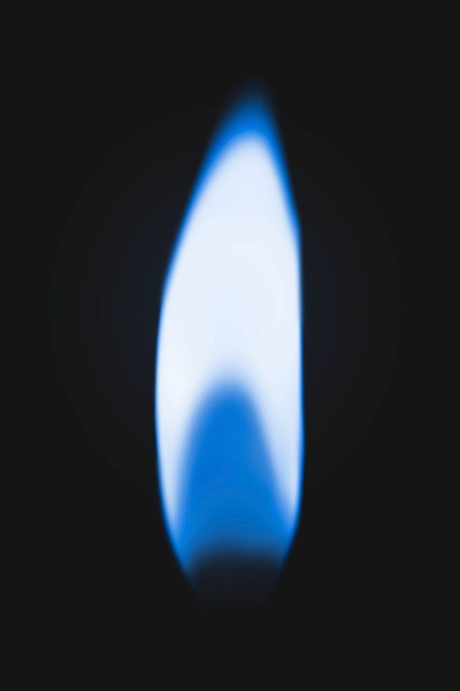 Lighter blue flame element, realistic burning fire image