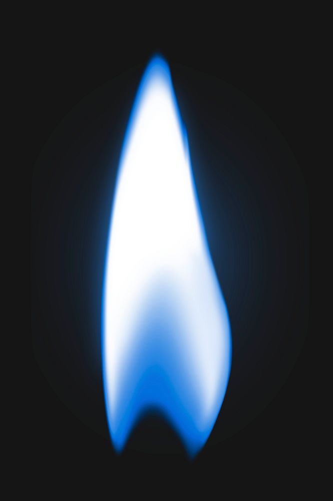 Lighter flame sticker, realistic burning blue fire image psd