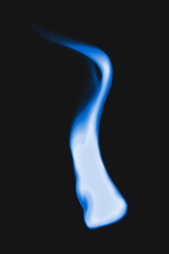 Blue flame sticker, realistic burning fire image psd