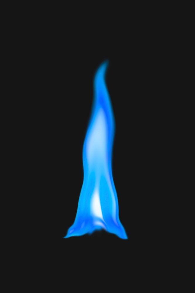 Blue flame sticker, realistic burning fire image psd