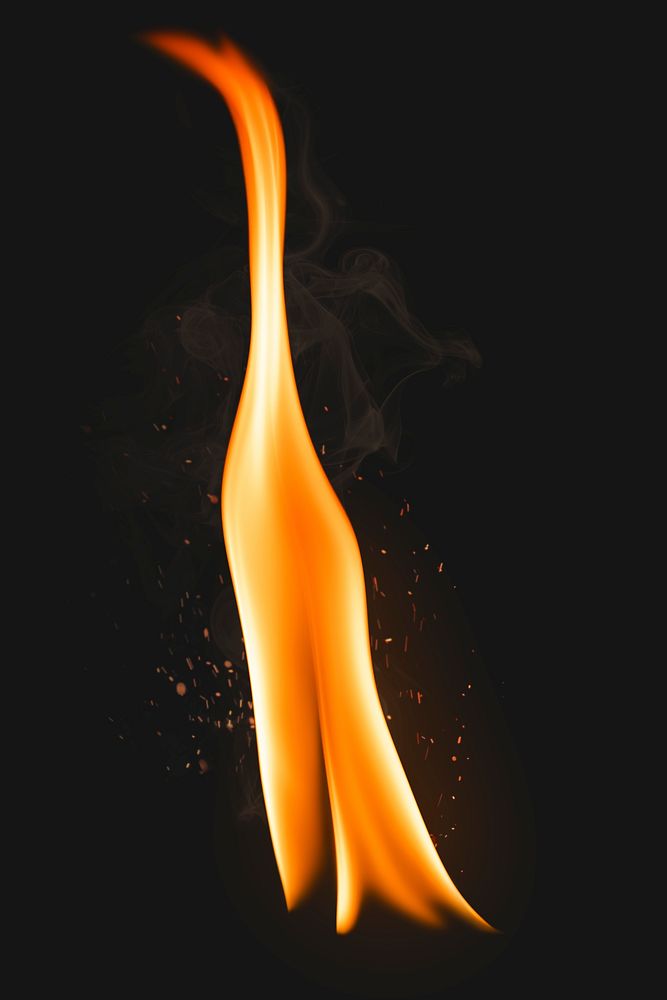 Flame sticker, realistic torch fire image psd