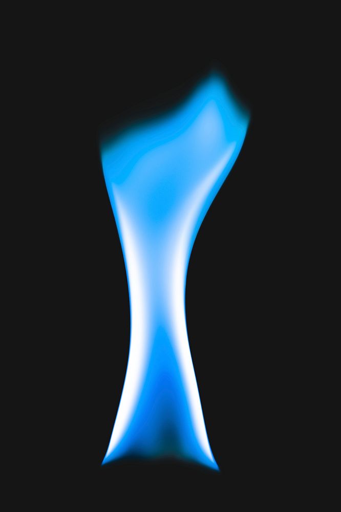 Blue flame sticker, realistic torch fire image psd
