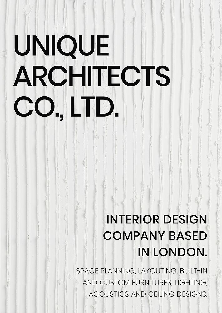 White textured poster template vector with unique architects co., ltd. text