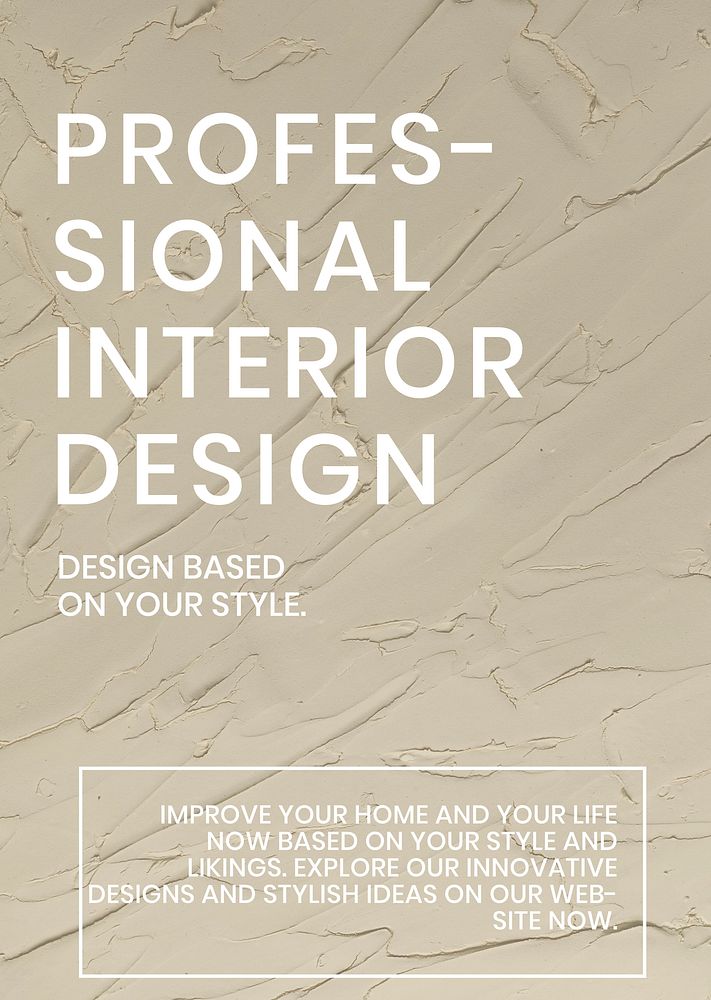 Beige textured poster template vector with professional interior design text