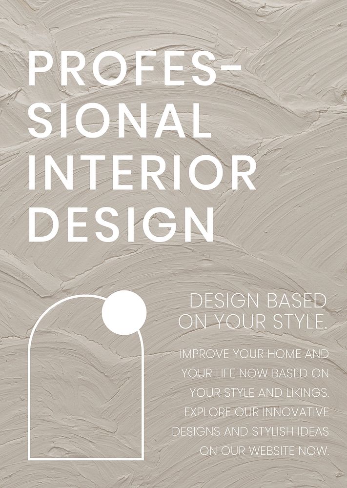 Beige textured poster template vector with professional interior design text