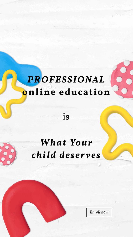 Online education template vector plasticine clay patterned ad banner