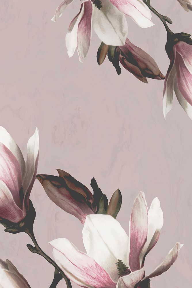 Magnolia border vector on beige background