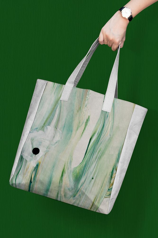 Tote bag marble in color for fashion brands DIY experimental art with design space