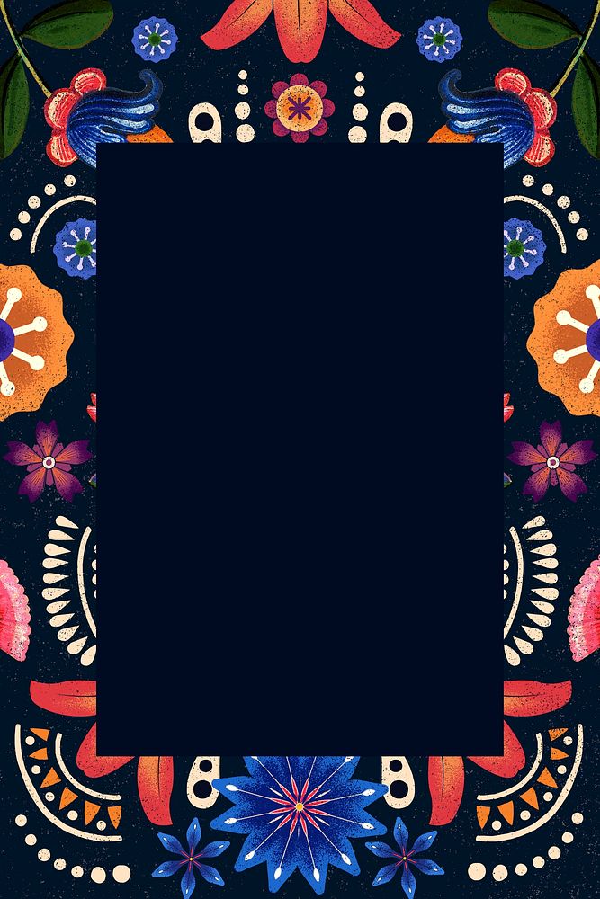 Ethnic frame illustration with Mexican flower pattern
