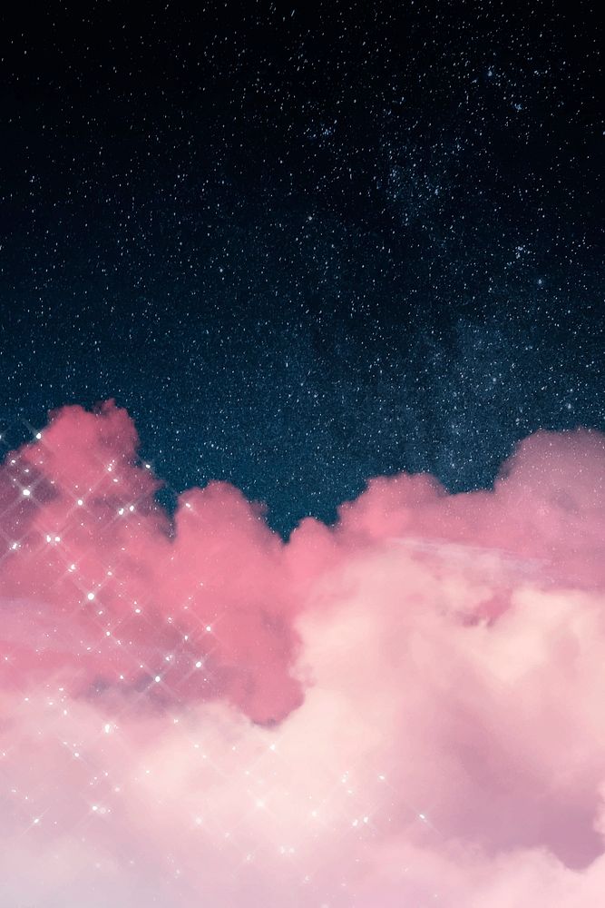 Galaxy background vector with sparkling clouds