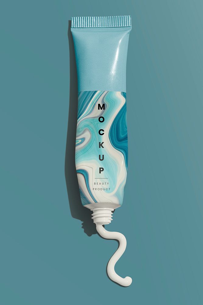Cosmetic tube mockup psd with pastel fluid art label