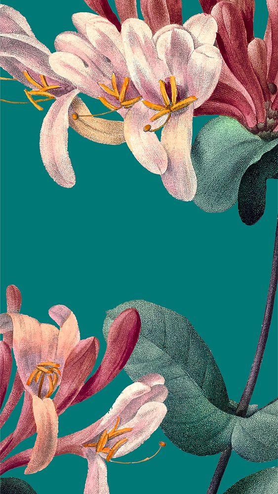 Floral mobile lockscreen wallpaper vector, remixed from public domain artworks