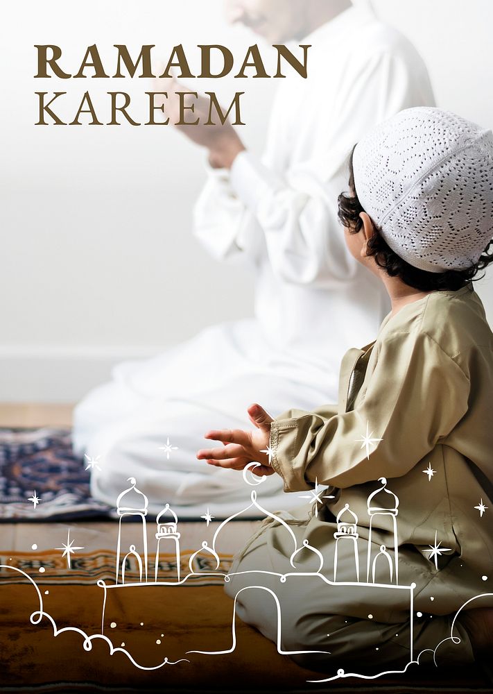 Ramadan Kareem poster template vector with greeting