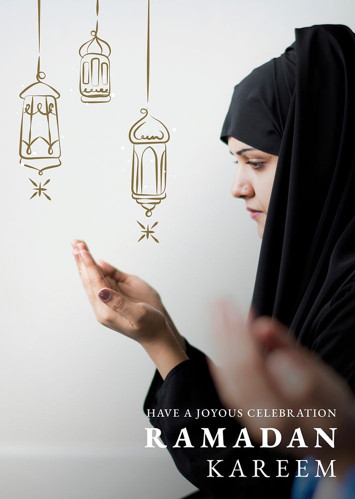 Ramadan Kareem poster template vector with greetings