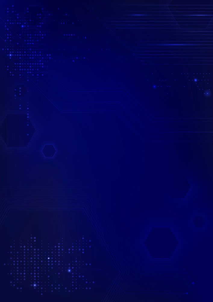 Blue data technology background vector with circuit board