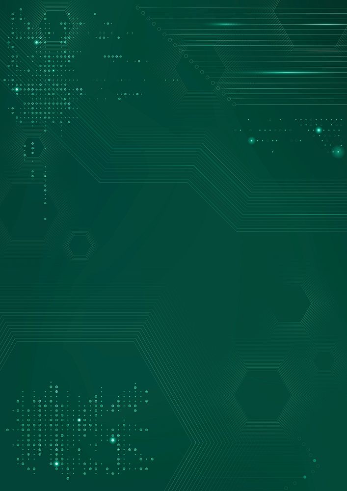 Green data technology background psd with circuit board