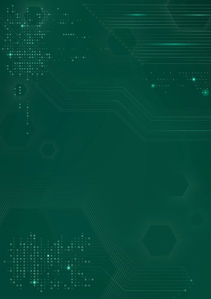Green data technology background vector with circuit board