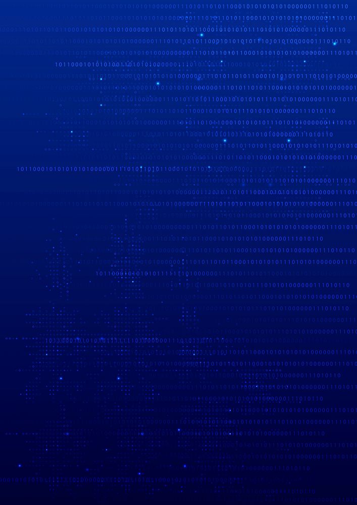 Blue data technology background vector with binary code